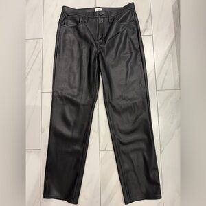 J. Crew Black Straight Faux Leather Jeans. Size 30